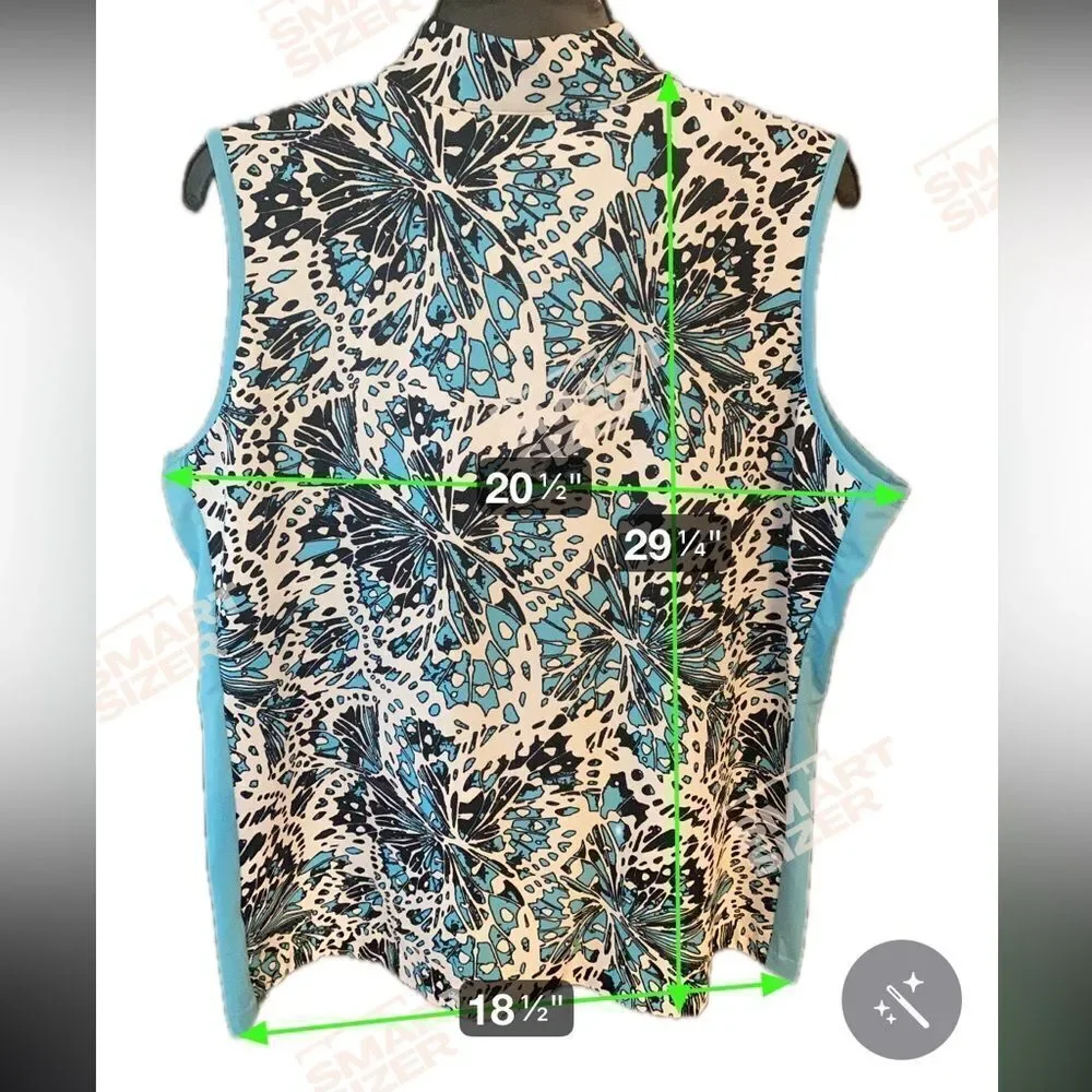 Tail Sz 2XL Blue Black Floral Collar Sleeveless Pickleball Golf Sleeveless Polo - Picture 6 of 7